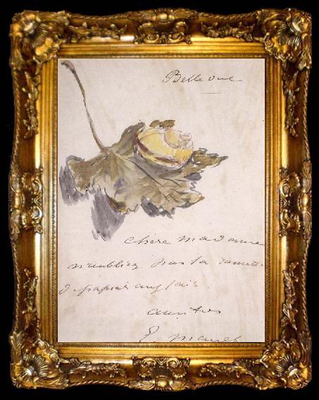 framed  Edouard Manet Lettre avec un escargot sur une feuille (mk40), ta009-2
